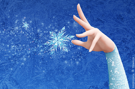 Close-up of Elsa making her signature snowflake from Frozen.
