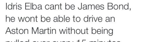 Picture of Tweet about Idris Elba playing James Bond.