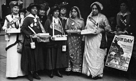 Princess Duleep Singh, second left, and others collect funds to help soldiers at the front during the first world war. Photograph: Topical Press Agency/Getty Images