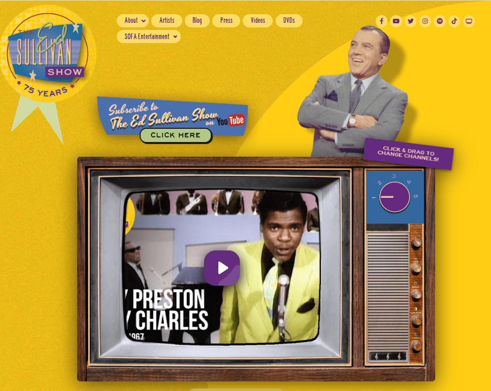 Home page image from the Ed Sullivan Show website. 